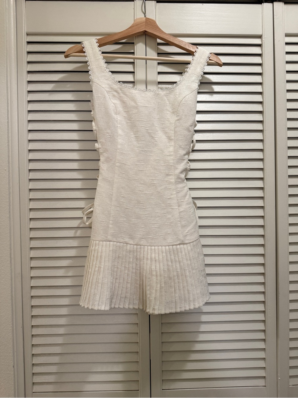 White Pleated Babydoll Mini Dress